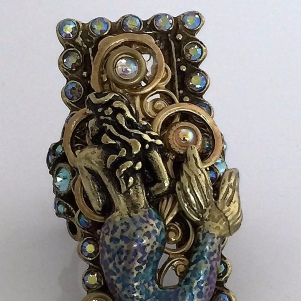 Mermaid 3D Sculptured Ring w/ Vintage Crystals - Picture 3 of 8